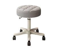 RiouPsithuric Tabouret de Selle, Tabouret Rond à roulettes réglable - Chaise pivotante pour Salon de beauté, Coussin en Cuir pour Spa médical, Bar de Massage et de tatouage au Bureau (Gris Clair