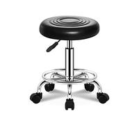 RiouPsithuric Tabouret de Selle, Tabouret roulant hydraulique avec 5 roues - Chaise Ronde réglable en Cuir avec Coussin Sans dossier pour Spa, Salon, Cabinet médical, tatouage, Massage à domicil