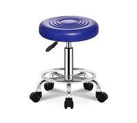 RiouPsithuric Tabouret de Selle, Tabouret roulant réglable à 5 roulettes - Chaise pivotante hydraulique Sans dossier pour Spa, Salon, Cabinet médical et Massage à Domicile, Coussin Rond en Cuir