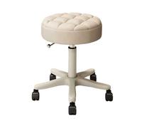 RiouPsithuric Tabouret de Selle, Tabouret roulant réglable - Chaise pivotante pour Salon de beauté, Coussin en Cuir pour Spa médical, Bureau, Massage, manucure, tatouage, Beige, Hauteur 13,78"-1
