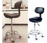 RiouPsithuric Tabouret Selle, Chaise ergonomique avec dossier et Repose-Pieds - Tabouret pivotant Haut pour Salon, améliore Le Confort postural, cil roulant (Couleur : Noir)