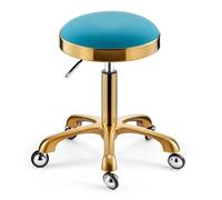 RiouPsithuric Tabouret Selle pivotant Cyan et Doré - Chaise de Salon de beauté, Coussin en Cuir pour soins médicaux, Spa, Bureau, Massage, manucure, tatouage pour Un Style Confortable