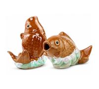 Riouwal Pesci Koi in Ceramica con Fontana, 2 Pezzi, Decorazione per laghetto e Ornamento per la casa, Simbolo di prosperità, Giallo