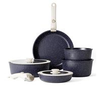 RIOVARM Induzione Set di pentole e padelle con manici staccabili, Impilabile Antiaderente In granito Set di pentole con coperchi, Salvaspazio Set di utensili da cucina Senza PFOA, Padella, Casseruole