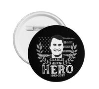 RIP Charlie Kirk, spilla rotonda commemorativa in onore di Charlie Kirk, spilla decorativa per cappelli, borse e vestiti.