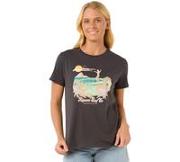 Rip Curl T-Shirt Girocollo da Donna a Maniche Corte, vestibilità Standard, Scivolo Nero Lavato, S