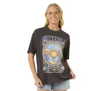 Rip Curl T-shirt girocollo da donna oversize Heritage Fit a maniche corte, Luna Nera Lavata, XL