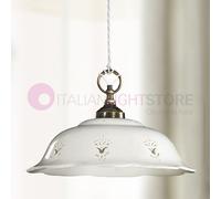 RIPARBELLA Sospensione D. 36 in Ceramica e Ottone Rustico Country