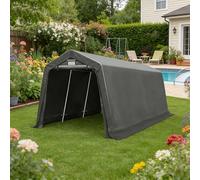 Riparo esterno per attrezzi, robusto capanno impermeabile con porta avvolgibile con cerniera e finestre di ventilazione per moto, bicicletta, utensili, grigio(B)