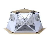 Riparo for la pesca sul ghiaccio da 5 a 10 persone, tenda portatile a scomparsa for la pesca sul ghiaccio con borsa for il trasporto, camino, finestre, porta con cerniera(Beige)