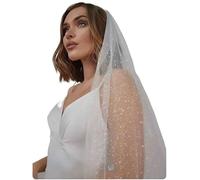 RIPASATEN Velo da Sposa Lungo Scintillante, Velo da Sposa Cattedrale Bianco Avorio, 1 Livello con Glitter, Perfetto per Matrimonio, Addio al Nubilato e Feste