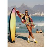 Ripcurl X Farm Rio - Costume da bagno double-face nero con stampa a fiori L