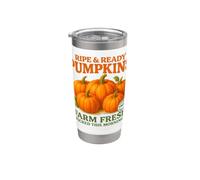 Ripe and Ready Pumpkins Retro Farmer Market Fall Pumpkin Fun Bicchiere termico in acciaio inox doppia parete