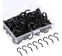 Ripeng 120 Pezzi Ganci a Vite Gancio per Tazza in Metallo Gancio da Soffitto Gancio per Gabinetto Gancio Avvitabile per Appendere Tazza da Tè Chiave Uso Interno ed Esterno (Nero, 1/2 Pollici)
