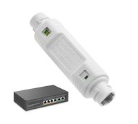 Ripetitore Extender PoE - Estensore PoE, Ripetitore di segnale Ethernet esterno impermeabile 48 V 10/100 Mbps | 10,94x0,87x0,99 in di rete: amplificatore PoE, Plug and Play per telecamere e