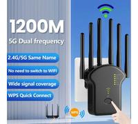 Ripetitore WiFi 1200Mbps Dual Band 2.4G 5G Amplificatore wireless Gamma di rete 300Mbps Ripetitore di segnale per Home Office Ripetitore Wi-Fi 2.4G 300M Black