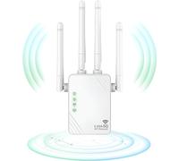 Ripetitore WiFi, Estensore WiFi, Amplificatore segnale 1200Mps, Ripetitore a doppia banda 5GHz e 2,4GHz, modalità ripetere/router/AP, 4 antenne,2 Puertos LAN，Compatibilità MacBook Air 13-Inch Laptop