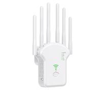 Ripetitore WiFi Potente per Casa 1200Mbps 6 Antenne Amplificatore Wifi,5GHz & 2,4GHz Dual Band WiFi Extender Supporta Modalità Ripetitore/Router/AP, Ripetitori con WPS, Porta Ethernet (Bianco)