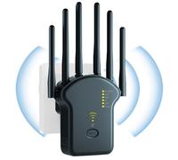 Ripetitore WiFi Potente per Casa 1200Mbps 6 Antenne Amplificatore Wifi,5GHz & 2,4GHz Dual Band WiFi Extender Supporta Modalità Ripetitore/Router/AP, Ripetitori con WPS, Porta Ethernet (Nero)