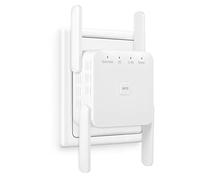 Ripetitore WiFi Potente per Casa, 1200Mbps WiFi Extender 5GHz & 2,4GHz Dual Band Amplificatore wifi Supporta Modalità Ripetitore/Router/AP, Ripetitori con WPS, Porta Ethernet, 4 Antenne