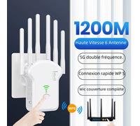 Ripetitore WiFi Router wireless 1200Mbps Alta 6 Antenna Amplificatore di rete Ripetitore Copertura segnale Extender Gamma segnale Ripetitore WiFi 2.4G 300M Black