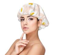 Ripetizione del cibo con l'uovo fritto,Cuffia da notte in raso per adulti - Cuffia da notte elastica per donna, copricapelli per la notte