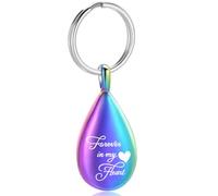 RIPFEVURN Portachiavi a forma di urna per cremazione a goccia, per donne e uomini, con scritta "Forever in My Heart", ricordo commemorativo con ciondolo per ceneri di animali domestici umani