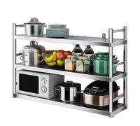 Ripiani in acciaio inossidabile 304, ripiano per cucina a 2/3 livelli, scaffale per appendere fiori e piante a parete, scaffalatura resistente per garage, ristorante, magazzino(3-layer 150X35X85CM)