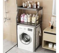 Ripiani in vetro temperato a 2 ripiani regolabili in altezza per lavanderia e bagno, nero, 70 x 50 x 140 cm, massimizza l'efficienza dello spazio