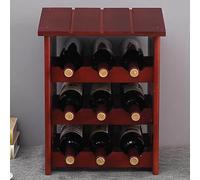 Ripiani per vino, supporto per 9 bottiglie di vino, ripianio per il vino a pavimento indipendente, montaggio fai-da-te per il portavino in legno, organizzatore per bottiglie di vino per casa