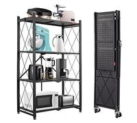 Ripiani pieghevoli a 3 ripiani con ruote, ripiani regolabili in metallo di grande capacità, mensole in piedi per lavanderia, bagno, cucina, dispensa, vicino, quarto piano