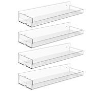 Ripiani Trasparenti Per Bagno - Set di 4 Mensole Trasparenti a Parete,Mensola Sospesa da 38 cm con Pannelli Laterali Rimovibili, Espositore per Foto e Dischi in Soggiorno, Cucina, Camera da Letto, Bag