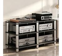Ripiano Angolare Armadio Componente Supporto Multimediale Av1/2/3/4 Livelli | Supporto for Lettore Cd a Torre con Rack Audio in Legno for Casa/Ufficio/Audio Video/Dj/Teatro(Black,3 Tier)