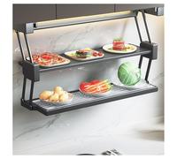 Ripiano Estraibile For Pensile Da Cucina, Organizer For Ripiani Da Cucina A 2 Livelli Di Grande Capacità, For Spezie E Utensili(Black,400mm Cabinet)