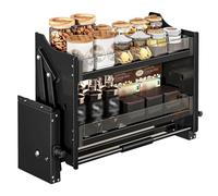 Ripiano estraibile in lega a 2 livelli, ripiano da parete per cucina estraibile per impieghi gravosi per lunghezza mobile ≥14,2''-35"", 4 impostazioni di peso del cuscinetto,Black-61*26*53cm