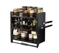 Ripiano Estraibile, Organizer For Armadietti Estraibili E Abbassabili A 3 Livelli, Design Con Sollevamento Ammortizzato, Salvaspazio For Cucine, Soggiorni(Black,750mm Cabinet)