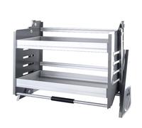 Ripiano estraibile per mobile alto a 2 livelli, sistema di ripiani pieghevoli in alluminio per larghezza mobile superiore ≥22""-34,2"", portata 20 kg, 4 impostazioni di peso,Silver(h10.8")-W34"*H21.9"