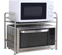 Ripiano for microonde in acciaio inox a 2 livelli for piano di lavoro con 6 ganci, ripiano for, supporto for, da cucina for riporre utensili ristorante(50cm)