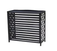 Ripiano in legno massiccio, copertura for condizionatore d'aria in legno nero con design a griglia for tende, facile da montare, for esterni o balconi Copertura for aria condizionata centralizzata da