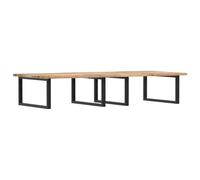 Ripiano per Lavabo a Parete in Legno Massello di Acacia con Staffe in Acciaio, 140x60x2 cm, Design Moderno e Salvaspazio per Bagno, Peso Massimo Supportato 100 kg, Facile Montaggio, Viti Non Incluse