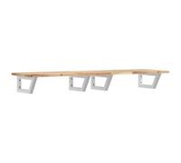 Ripiano per Lavabo a Parete in Legno Massello di Acacia con Staffe in Acciaio, Design Salvaspazio e Moderno, Facile da Montare, Ideale per Bagno, Dimensioni 160x40x2 cm, Peso Massimo Supportato 100 kg