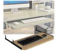 Ripiano per tastiera regolabile in altezza, piattaforma scorrevole ergonomica in legno, estensione da scrivania 54/60/70 x 27 cm, supporto per tastiere a scorrimento facile, perfetto per casa e