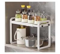 Ripiano Regolabile ed Estensibile per microonde - Supporto salvaspazio per Il bancone della Cucina e Organizer per riporre Il Forno (Bianco) - Sfrutta al Massimo Lo Spazio nei mobili!