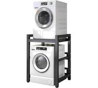 Ripiano Regolabile per Cestelli di Lavatrice E Asciugatrice - Kit Impilabile Resistente con capacità di Carico di 600 kg per Lavatrici A Carica Frontale E Black Frame+Black 75cm