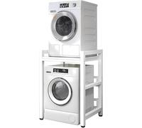 Ripiano Regolabile per Cestelli di Lavatrice E Asciugatrice - Kit Impilabile Resistente con capacità di Carico di 600 kg per Lavatrici A Carica Frontale E White Frame+White 75cm