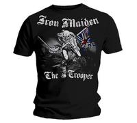 Ripleys Clothing - Maglietta ufficiale Iron Maiden Sketched Trooper, vintage, disponibile in tutte le taglie Black X-Large