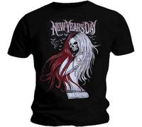 Ripleys Clothing Men's Cotton T Shirt Years Day Skull Long Hair Bats Goth Summer Casual Black L