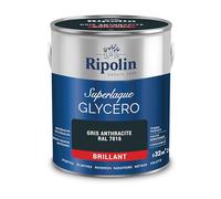 RIPOLIN - Vernice Lacca Glicero Interno/Esterno - Legno e Strutture Metalliche - Maggiore resistenza - Durata notevole - Grigio Antracite Ral 7016 - Lucido - 2L