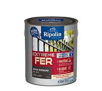 Ripolin - Vernice per ferro da esterno, glicero, antiruggine, senza sottostrato diretto sulla ruggine, resistente alle intemperie, ai raggi UV e agli urti, lucida, 2 l, marrone normale