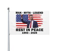 Riposa in pace a Kirk, Rip Charlie, un vero patriota, tributo commemorativo 1993-2025, bandiera da 3x5 piedi, bandiere bifacciali per esterni, striscione per esterni, bianco